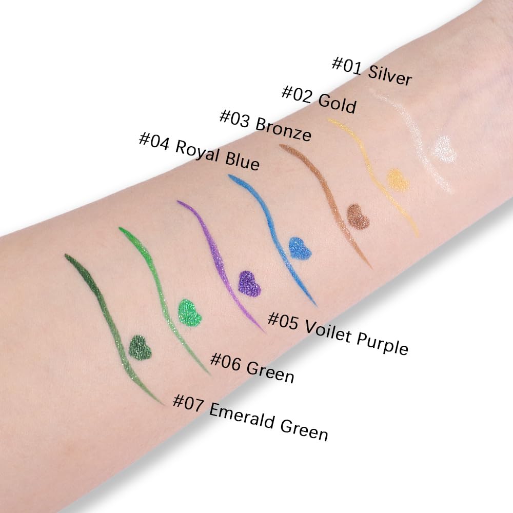 evpct 1Pcs Gold Liquid Eyeliner Makeup, Gold Glitter Metallic Shimmer Colored Eyeliner Liquid Eye Liner Eyeshadow Pencil Face Body Glitter Makeup, Longwear Waterproof, Fake Eyelashe Mascara Accessorie