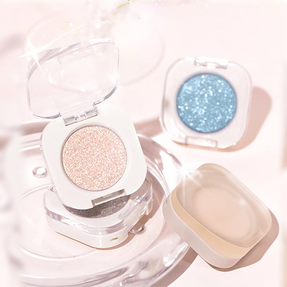 Light Blue White Single Eyeshadow Makeup, Neutral Powde Eye Shadow for Women, Light White Matte Singles Eyeshadow Palette Pigmented Waterproof,sombras para ojos,Girls Monochrome Eyeshadows Gift