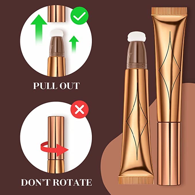 Blush Dreams Contour Beauty Wand, Liquid Face Concealer Contouring Stick with Cushion Applicator, Long Lasting Smooth Natural Matte Finish, Lightweight Blendable Super Silky Cream Contour Stick (Rose Gold Highlighter (H2))