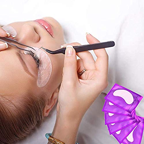 100 Pairs Eyelash Extension Gel Patches, Lash Extensions Hydrogel Under Eye Pads Beauty Eye Mask supplies(purple)