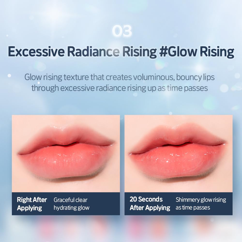 ETUDE Over Glowy Lip Stain Tint #14 Hey Pearl | Non-Sticky Vegan Lip Tint | Moisturized & Long-lasting Lip Gloss | Daily Tint for Dry Lips, Korean Makeup