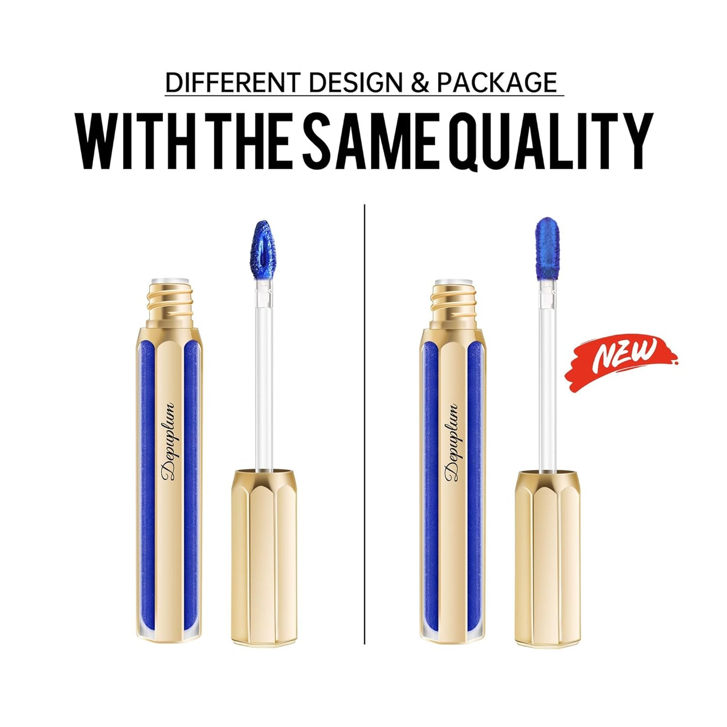 Blue Lipsticks for Women Metallic Lipstick Long Lasting Non Stick Cup Lip Gloss, Shimmer Lightweight Hydrating Full Coverage Lip Color, DP118 R&B