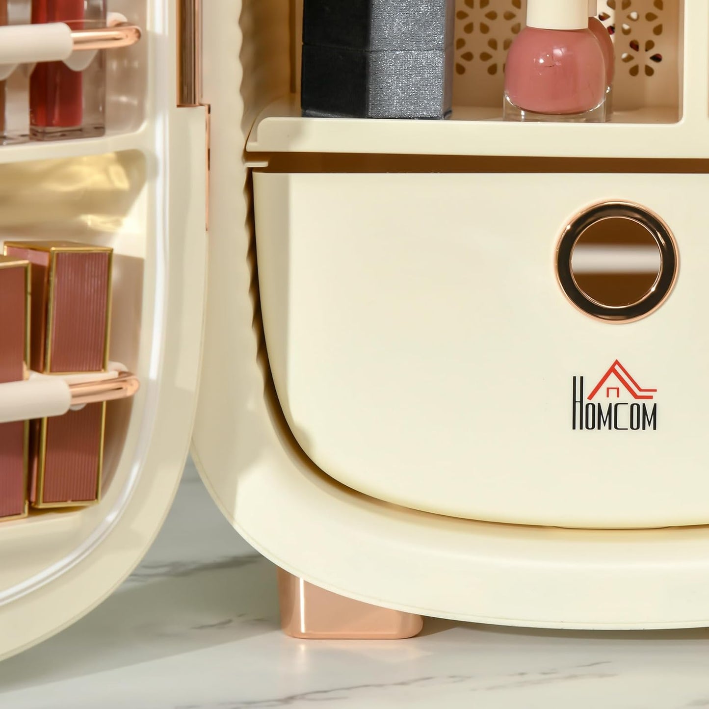 HOMCOM Portable Skincare Fridge with LED Display, 12L Mini Fridge for Beauty, Makeup and Cosmetics, Small Refrigerator Cooler for Bedroom, Home Office, Desktop, White