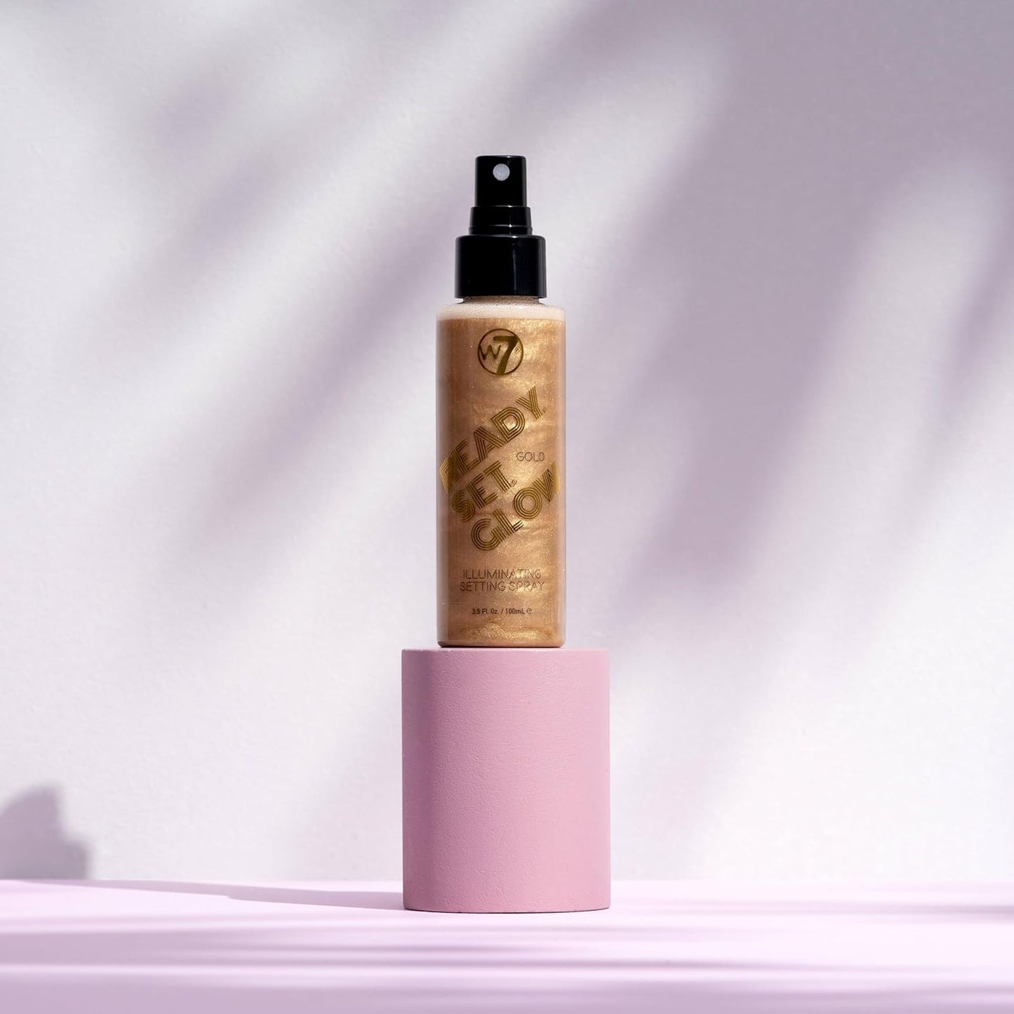 W7 Ready Set Glow Trio - 3 Piece Set - Makeup Setting Spray - Shimmer Finish - Long-Lasting, Ultra-Fine Formula (Rose Gold, Gold & Holo)