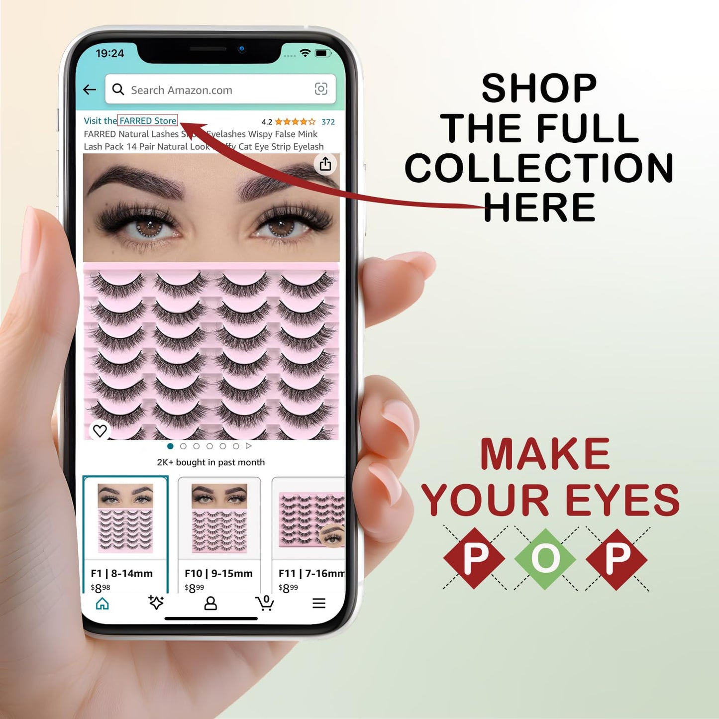 FARRED Natural Eyelashes Wispy Lashes Short False Eyelash Small Cat Eye Fake Lashes Full Pestañas Sets for MUA and Beginners Daily Makeup (F2 | 7-14mm)