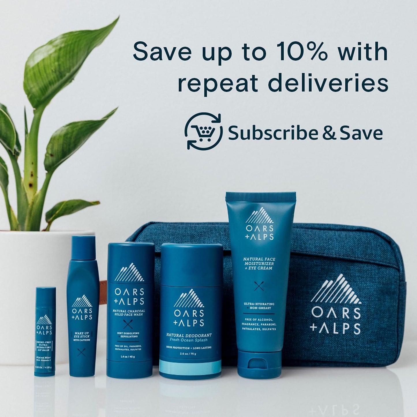 Oars + Alps Blue Charcoal Exfoliating Men's Bar Soap, Dermatologist Tested and Made with Clean Ingredients, Travel Size, 6 Pack, 6 Oz Each