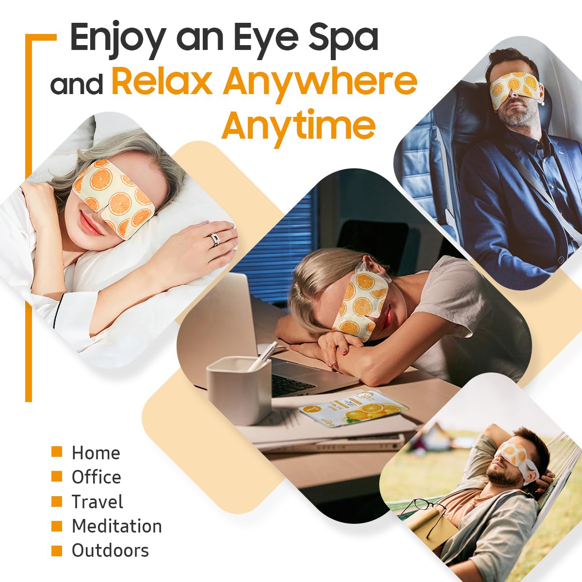 Steam Eye Mask, 20 Packs Heated Eye Mask Warm Compress for Eyes, Disposable Self Heating Eye Mask for Sleep, Spa, Travel Essentials & Relaxation Gifts for Women, Men (Sweet Orange)