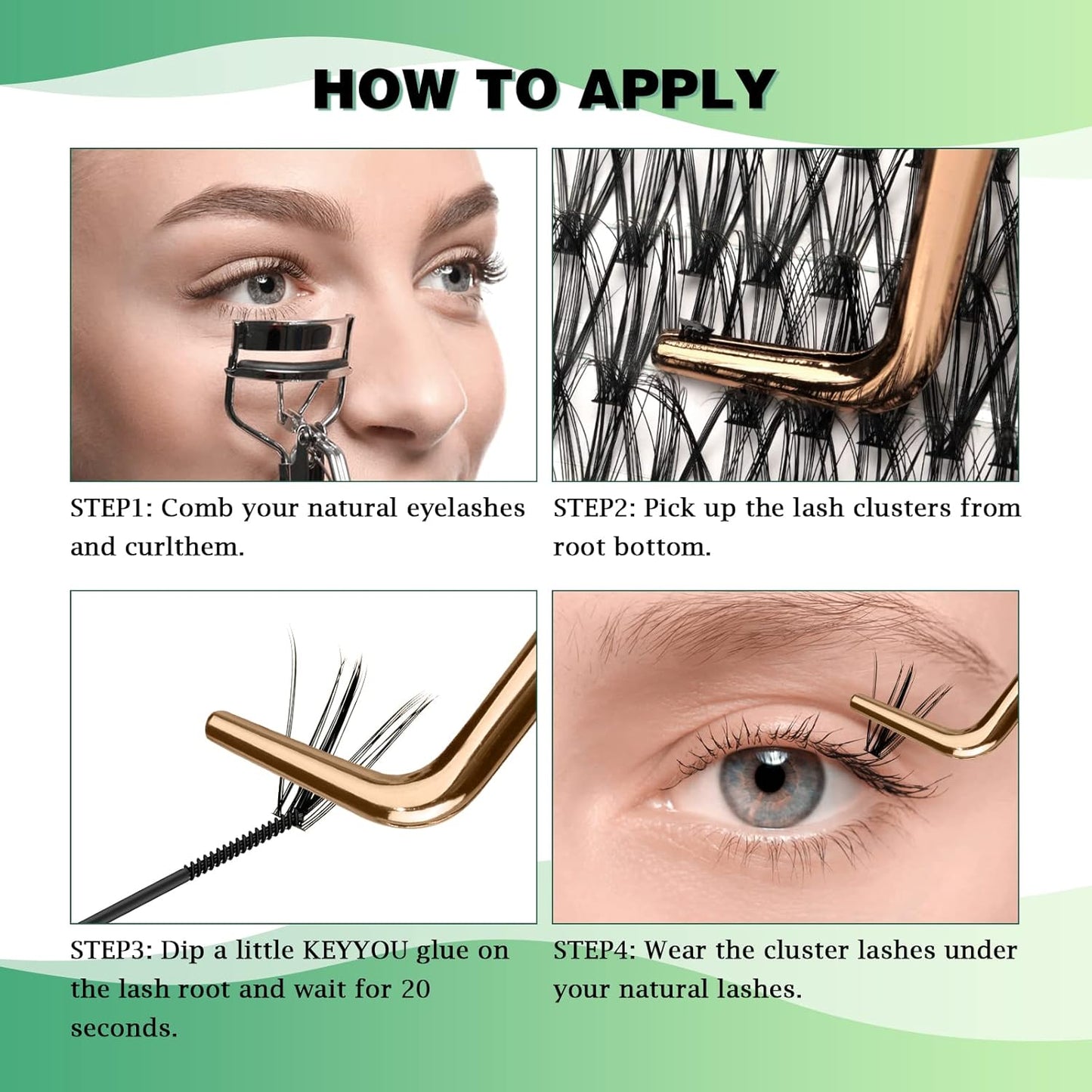 Lash Clusters 300pcs Individual Lashes 30D 0.07D Curl 18mm DIY Eyelash Extension KEYYOU Large Tray Volume Soft&Natural Cluster Lashes(30D-0.07D,18)