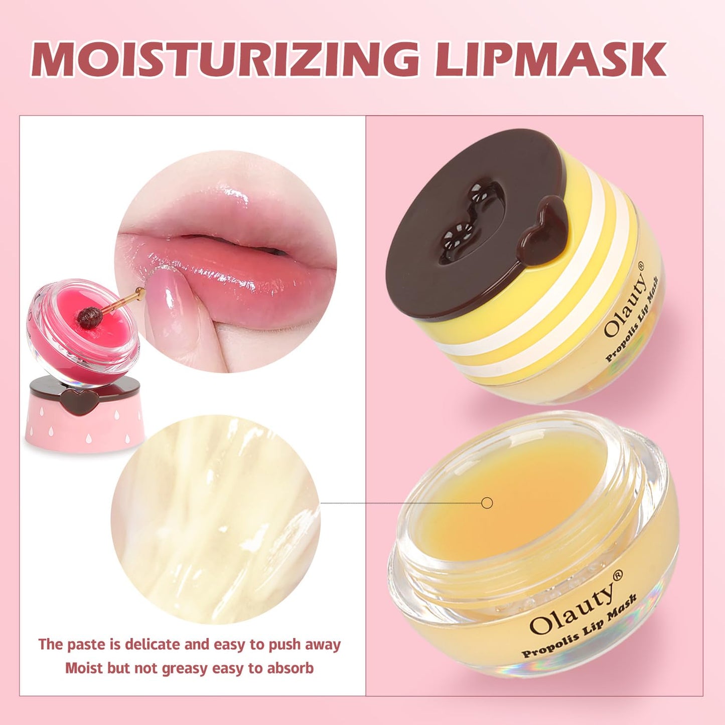 4 PCS Bee Lip Balm Lip Mask Honey Pot,Strawberry&Honey&Watermelon&Apple Lime Lip Sleeping Mask,Hydrating Prevention Dry Lip Care,Moisturizing Lip Mask Overnight Reduces Lip Lines