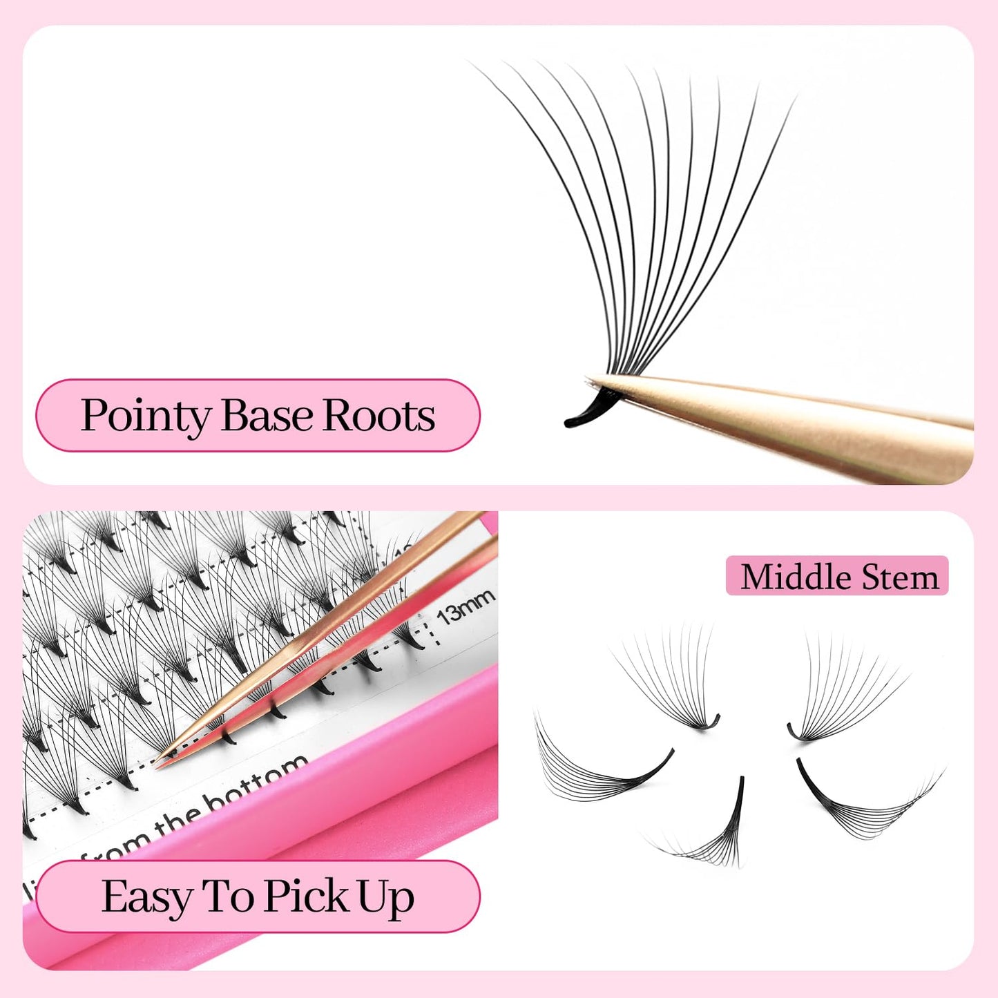 Premade Fans Eyelash Extensions 16D Volume Lash Extensions 0.07 Thickness Eyelash Extension C Curl Premade Lash Fans Mix 9-16mm Fluffy Soft Handmade Lash Fan(16D-0.07-C,9-16mm)