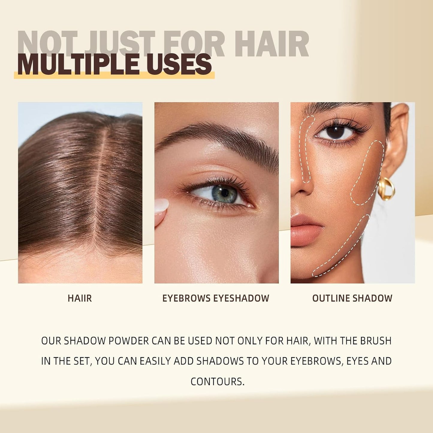 New Root Touch Up Hair Color With Makeup Brush for Gray Hair Coverage,Hair Fibers for Thinning Hair,Hairline Powder - Instantly Cover Touch Up,Black Root Touch Up, Hair Powder for Women Men (Black)