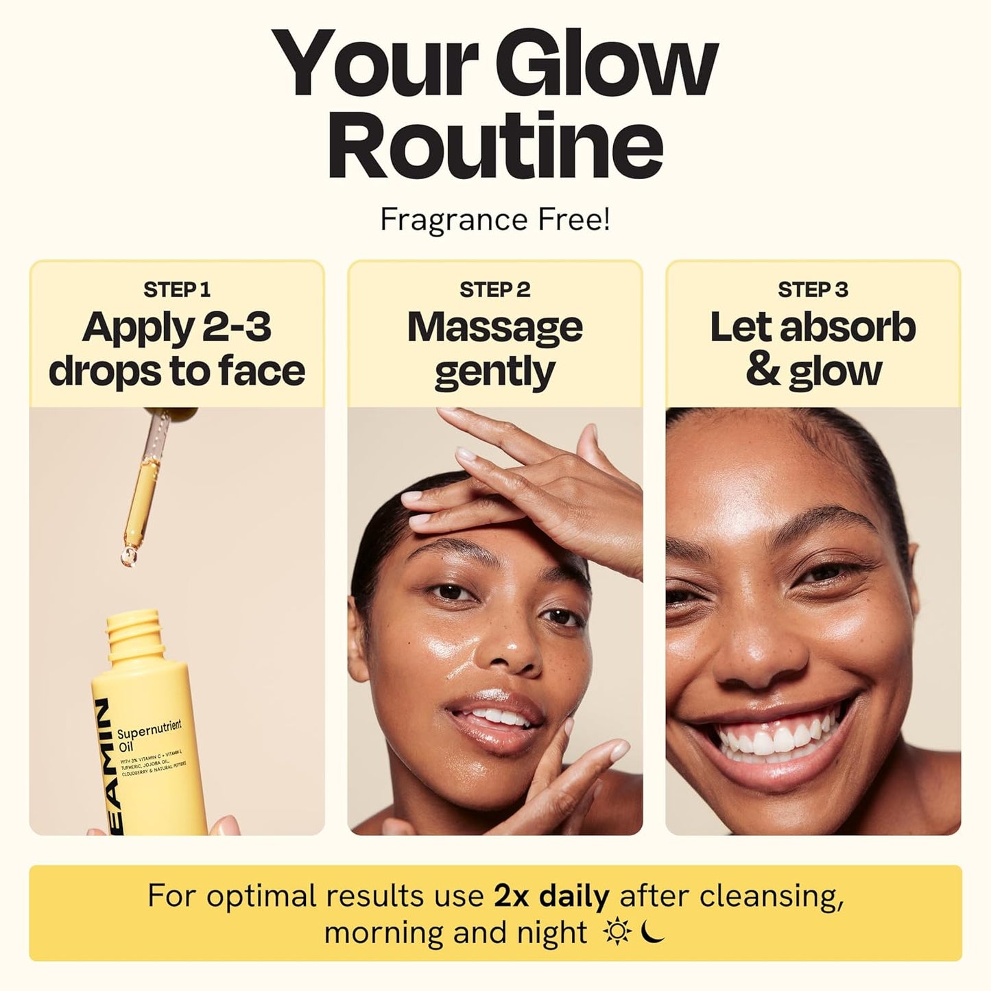 Gleamin Brightening Face Oil with Vitamin C & E, Turmeric, Jojoba & Cloudberry | Hydrating Facial Oil for Radiant Glow, Dark Spots, Fine Lines & Uneven Tone | Skin Brightening for Women & Men, 1 Fl Oz