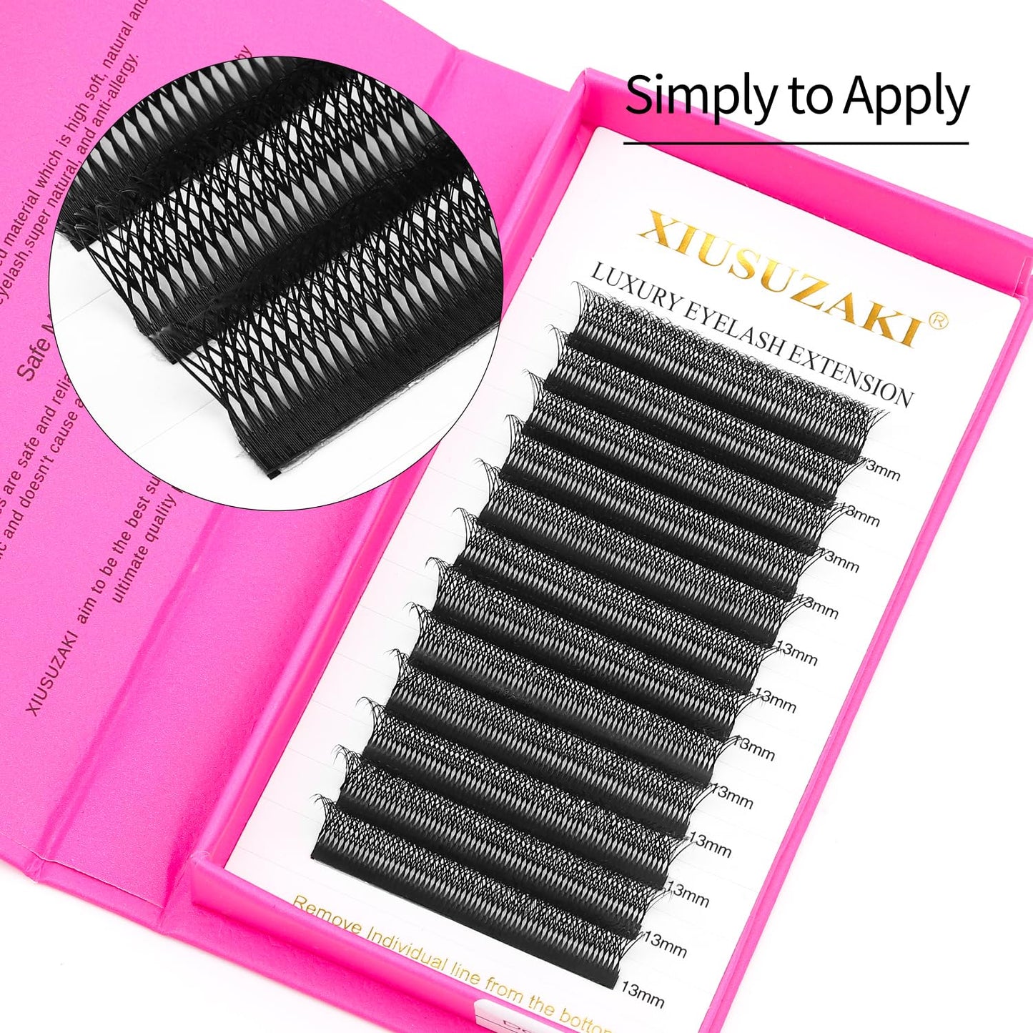 Lash Extensions Double Tips 4D Eyelash Extensions W Shape 0.07mm Thickness D Curl 14mm Premade Fans Easy Fan Volume Lashes Matte Black Crisscross(W-4D-Double Tips-0.07-D,14mm)