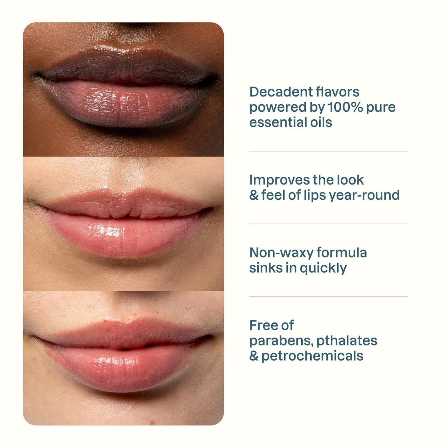 Cliganic Organic Lip Balm Set (4 Packs of 6 Tubes), 100% Natural Moisturizer for Cracked & Dry Lips