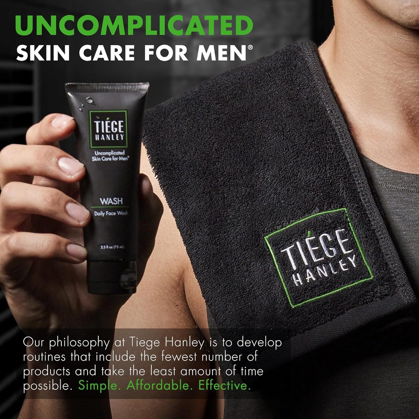 Tiege Hanley Mens Skin Care Gift Box Set, Silver - Men's Skincare Set Includes Face Wash, AM & PM Facial Moisturizer, Face Clay Mask & Scrub, Body Scrub Bar, & Moisturizing Lip Balm