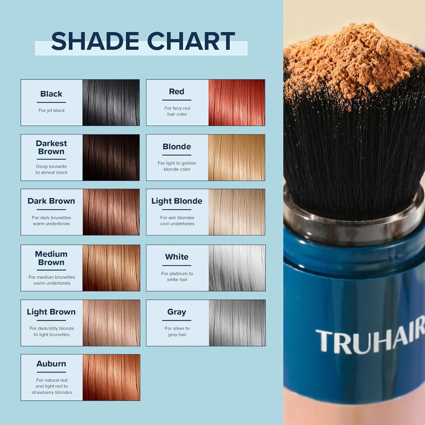 TRUHAIR Color Fibers Root Coverage & Density Booster | Quick-Apply Root Touch Up Hair Color | Natural Color Matching, Gray Hair Cover up to Color Gray Roots - 11 Hair Colors Available (Medium Brown)