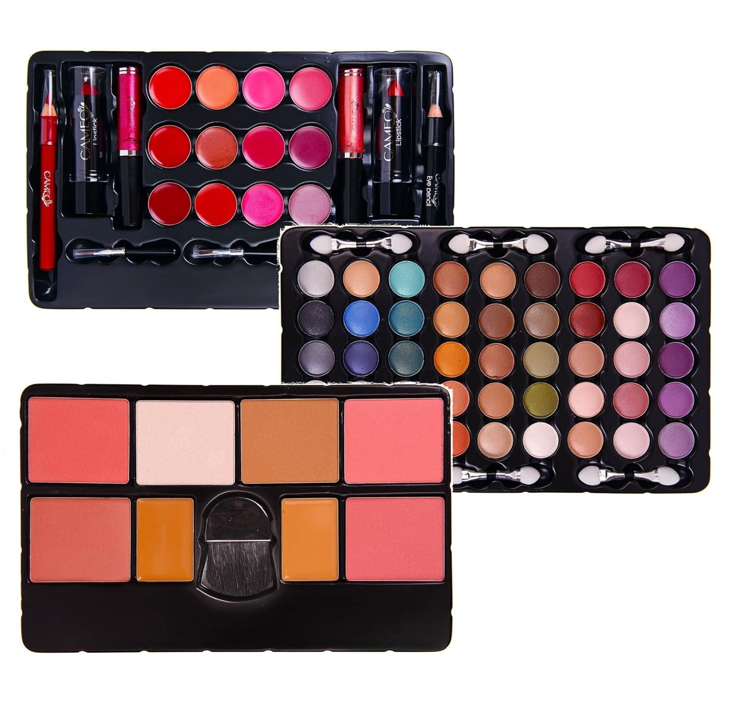 SHANY All In One Makeup Kit (Eyeshadow, Blushes, Face Powder, Lipstick, Eye liners, Makeup Pencils and Makeup Mirror - Makeup Set With Reusable Makeup Storage Box - Black