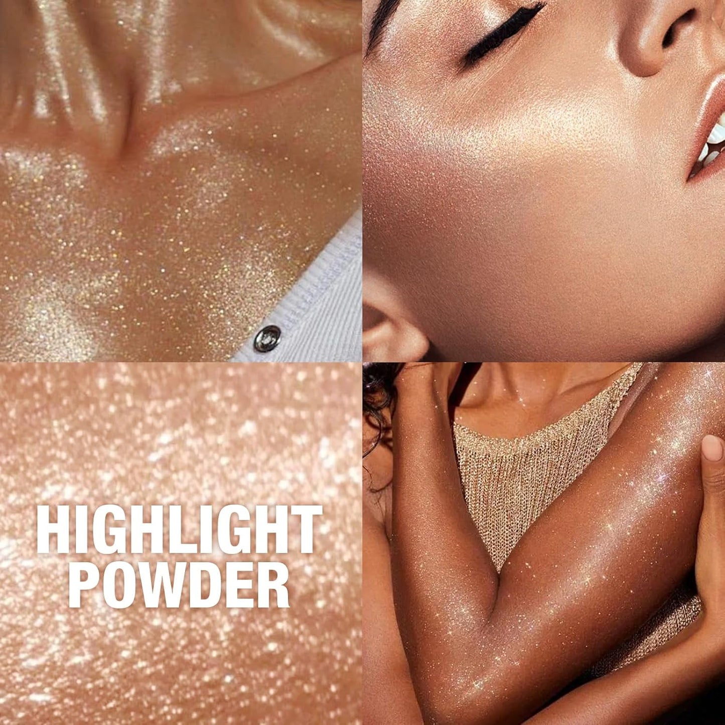 Glitter Body Highlighter Powder Body Shimmer Sparkle Face Brightening Highlighter Powder for Face Eyes Body Glow Makeup With sponge head(Purple)