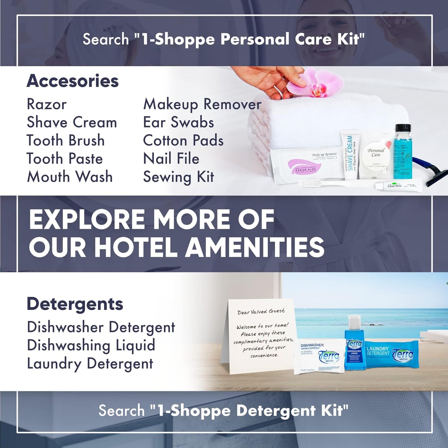 Desert Breeze Hotel Soaps and Toiletries Bulk Set | 1oz Hotel Shampoo & Conditioner, Body Wash, Body Lotion & Bar Soap | Full Pallet 49 cases with 300 units each - 14,700 pieces