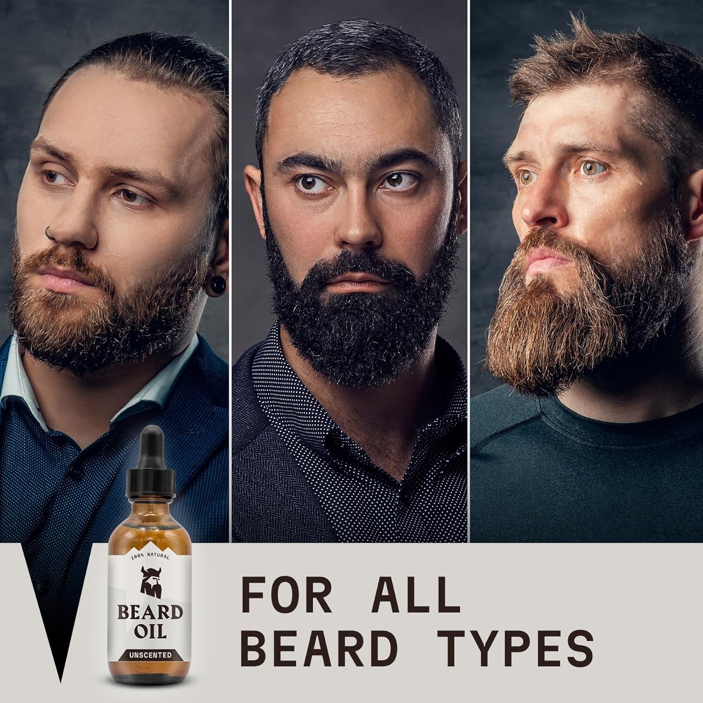 Striking Viking Unscented Beard Oil for Men - 2 Fl Oz, Fragrance-Free - Clear Beard & Mustache Conditioner with Jojoba & Argan Blend, Almond & Tea Tree Oils for Growth & Sensitive Skin