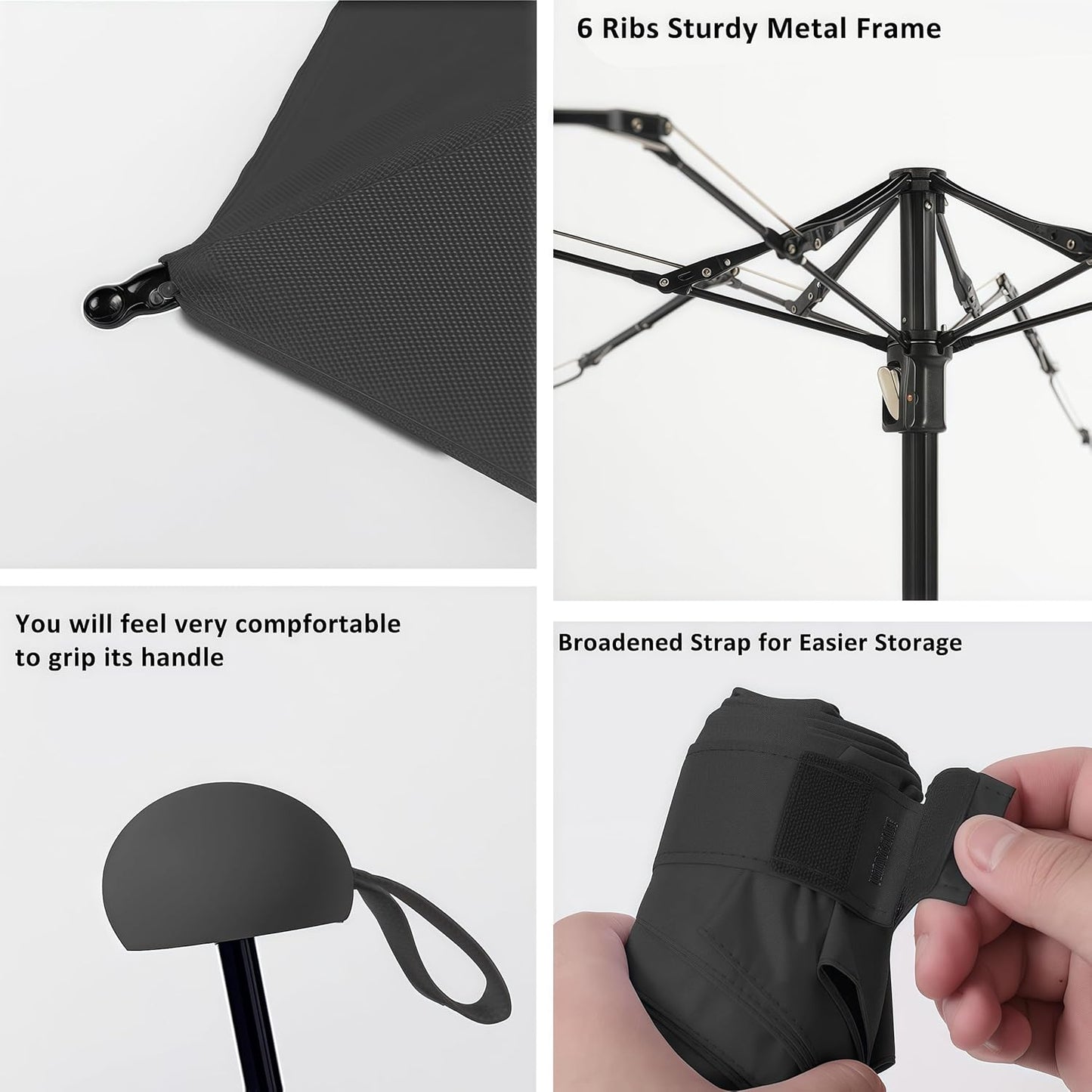 BAODINI Travel Essentials Mini Umbrella for Purse With Case Small Compact UV Sun Protection Lightweight Tiny Pocket Manual Open Close Umbrella for Women Kids and Men Fit Purse Backpack