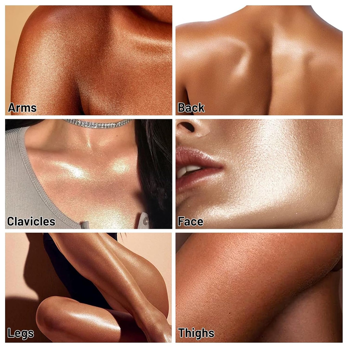 UCANBE Body Shimmer Oil - 100ml Moisturizing Face & Body Glow Glitter Luminizer Liquid Illuminator Highlighter, Waterproof, Tinted Glowing Bronzer (Gold)