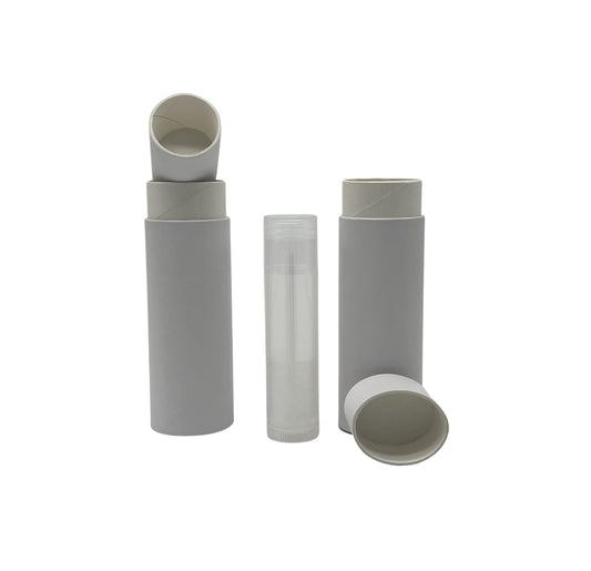 GreenWay 0.5oz / 15g Kraft Paperboard Lip Balm Tubes with Lids - 12 Pack Lip Gloss Tubes Refillable DIY Cosmetic Containers – Oval Shaped Lip Balm Containers Empty Holder Tubes - White