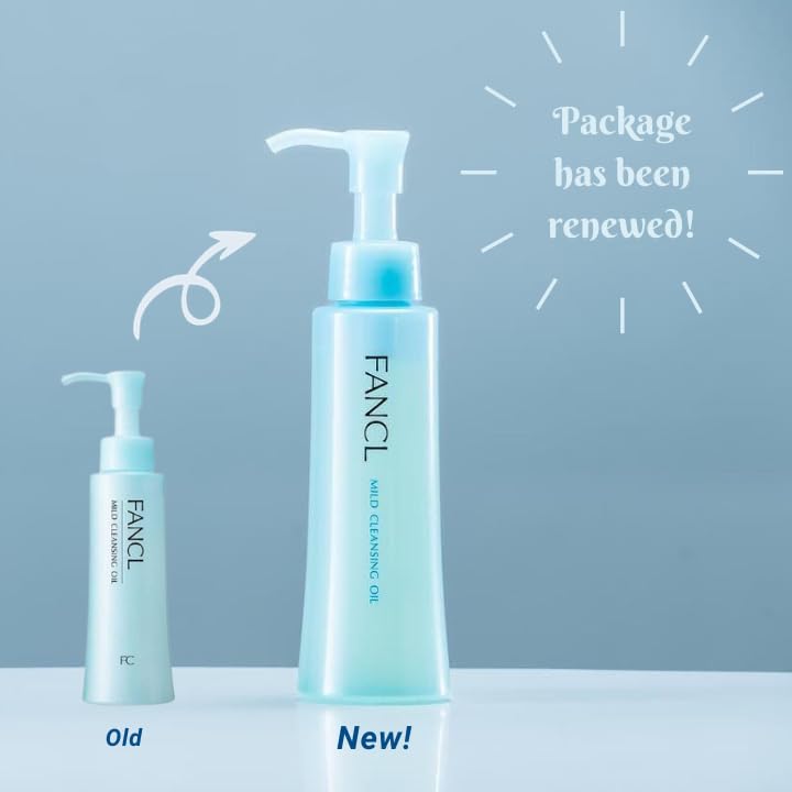 FANCL Mild Cleansing Oil, Japanese Facial Cleansing Oil, Makeup Remover, Oil Cleanser, 100% Preservative Free, Clean Skincare for Sensitive Skin [US Package] (1, Blue)