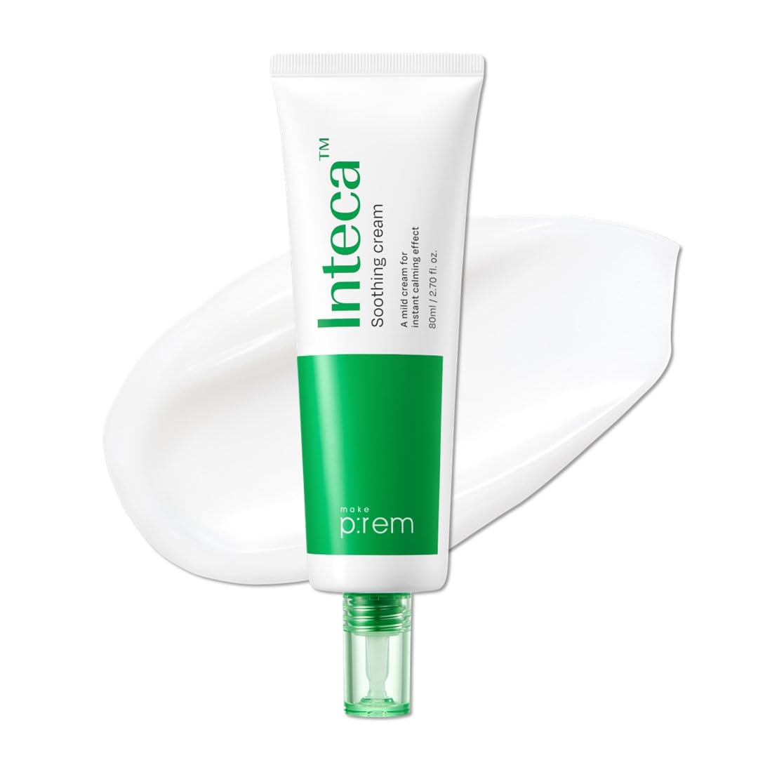 MAKE P:REM INTECA Soothing Cream, Quick Calming Facial Cream with Advanced CICA for Acne-Prone Skin, All Skin Types, EVE VEGAN, Korean Skin Care, 2.70 fl.oz., 80ml