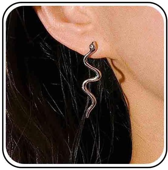Vintage Snake Dangle Earrings Punk Snake Drop Earrings Gold Snake Stud Earrings Boho Serpent Earrings Jewelry for Women (Gold)