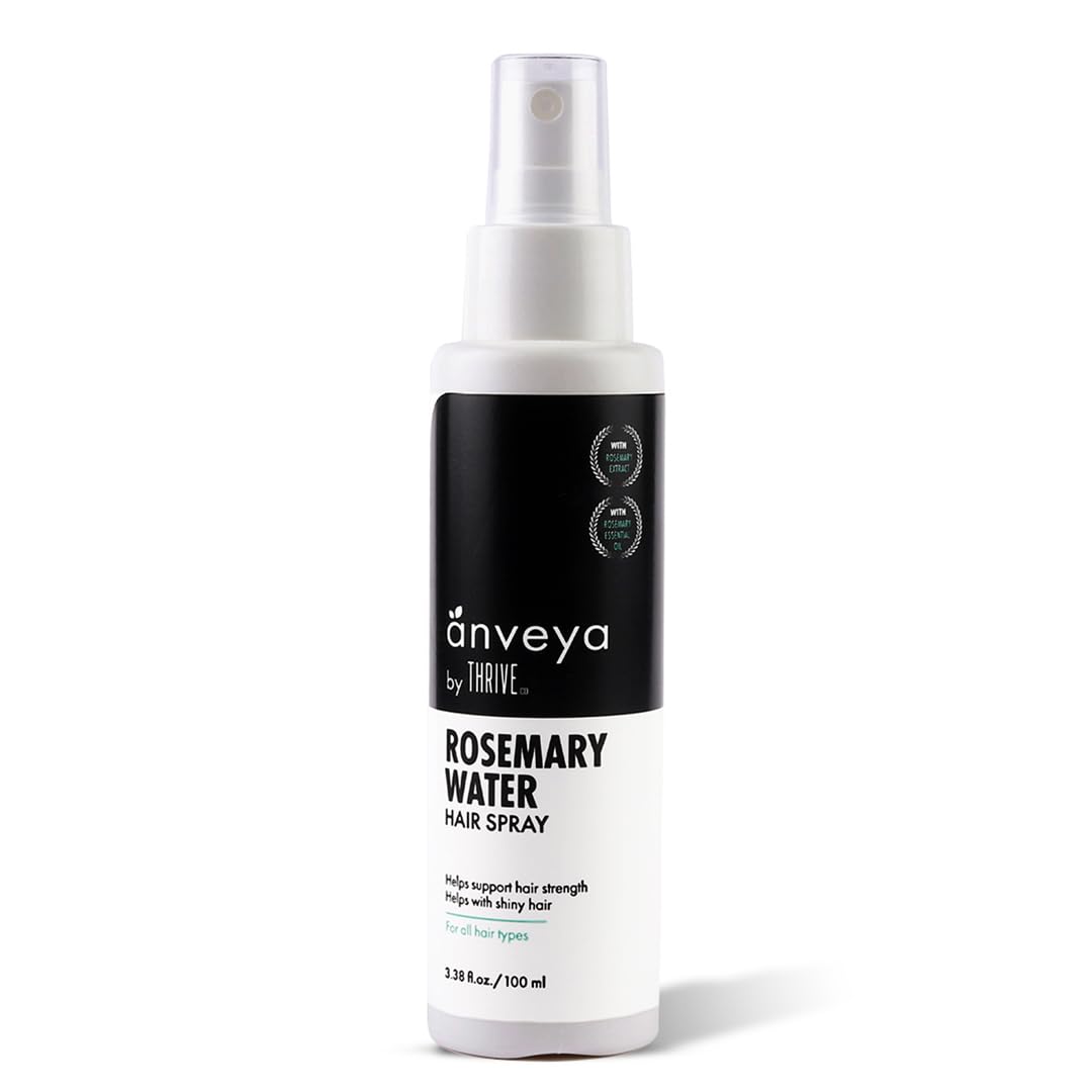 Anveya Rosemary Water Hair Spray | Natural Rose mary Extract, Rice Water & Hyaluronic Acid | Rosemary Water Spray for Hair Growth, Control & Hair Care | Hair Spume to Shine & nourish |100ml