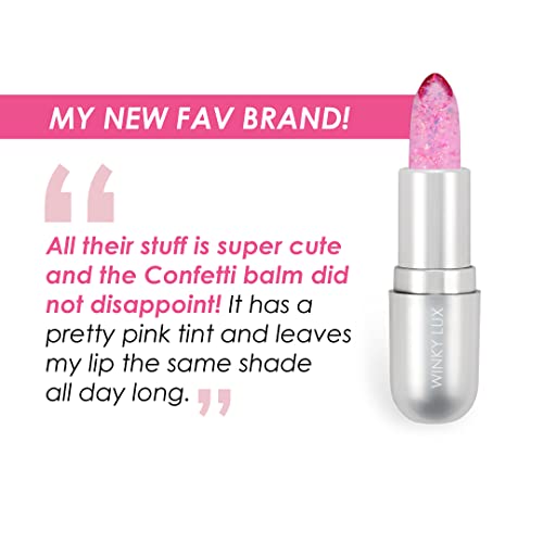 Winky Lux Rainbow Glitter Confetti Balm - Hydrating ph Lip Balm, Natural Pink Tint with pH Color Changing, Moisturize & Soften Lips While Leaving Sheer Pink Tint, with Vanilla Scent
