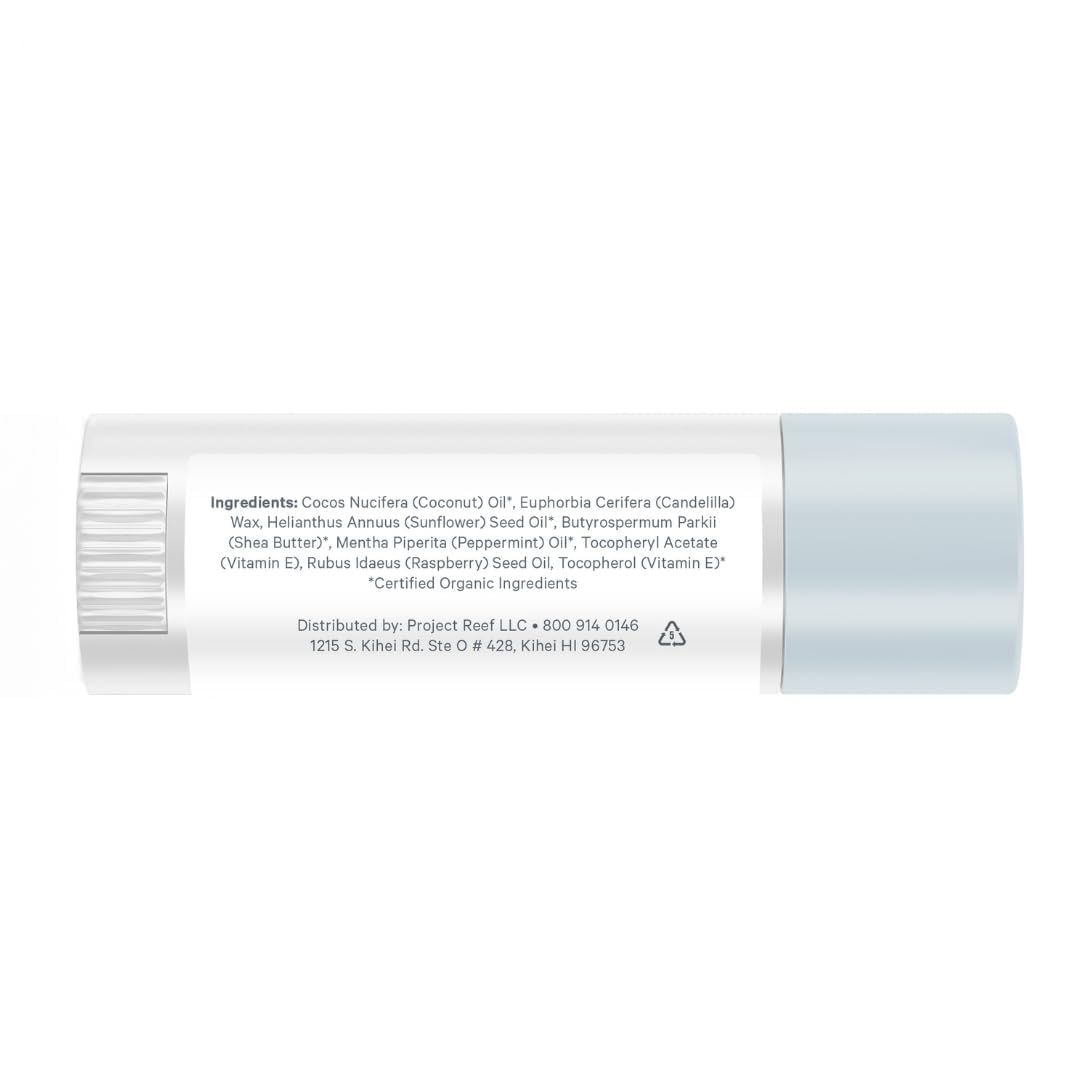 Cooling Lip Balm w/Organic Peppermint, Shea Butter, Vitamin E, Hydrating Chapstick, Soothe Dry Sunburnt Lips, After Sun Care, 2 Pack
