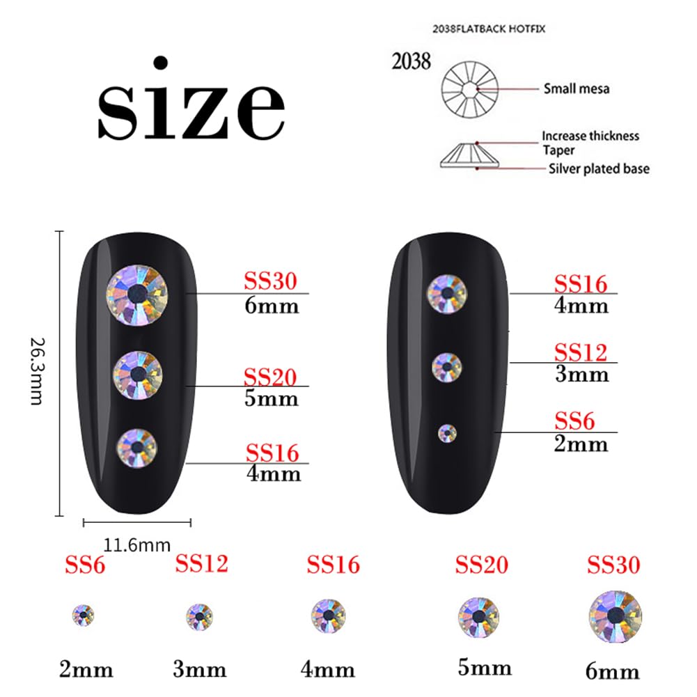 500 Pieces SS30 6mm Flatback Rhinestones Clear Glass Round Gems Crystals for Nail Art DIY Crafts Clothes Shoes Bags （Dark Red）