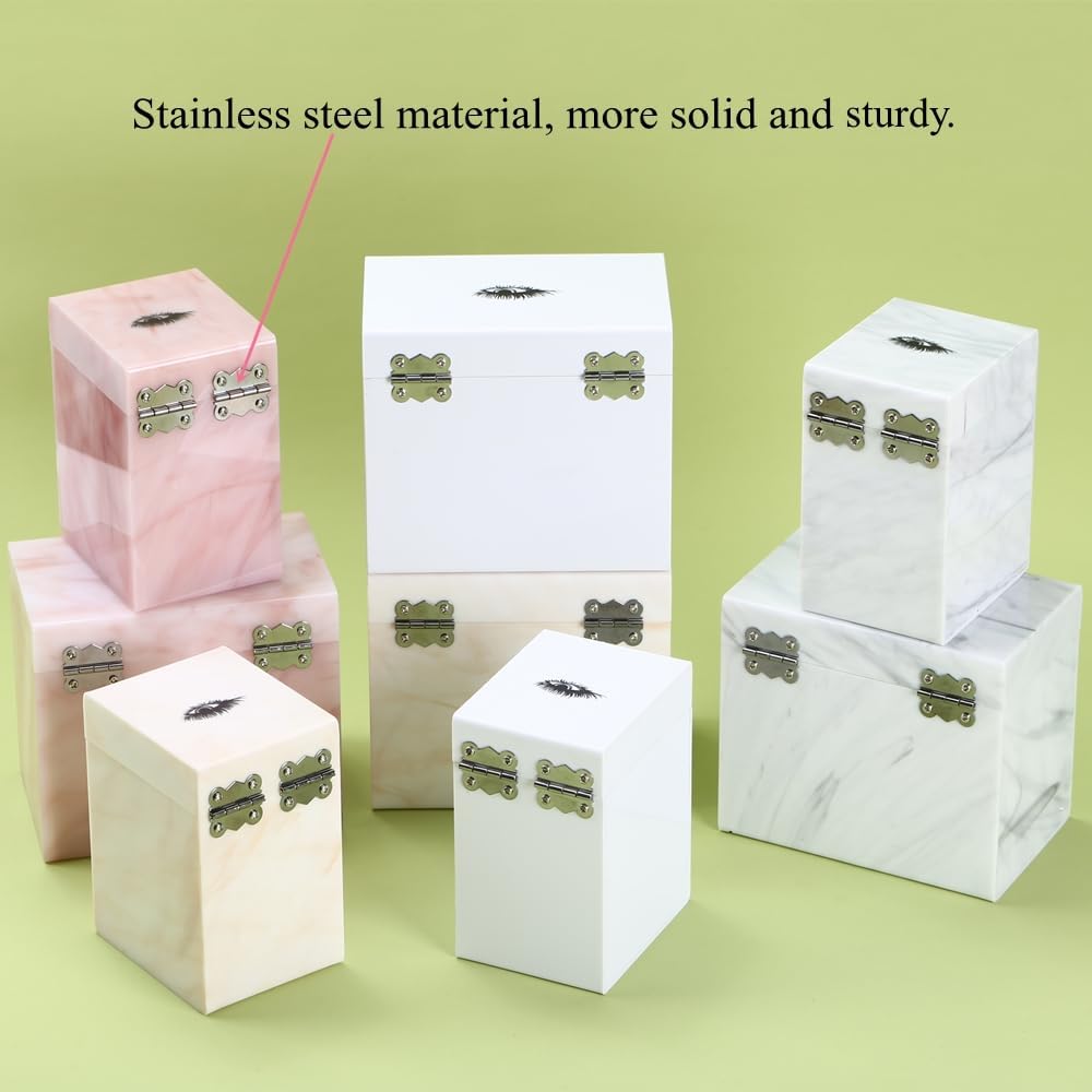 10 Layers Acrylic Eyelash Storage Box, Makeup Eyelashes Extension Close-Packed Display with 10 Pallets, Grafting False Eyelashes Glue Pallet Holder Display Organizer (Marble White)