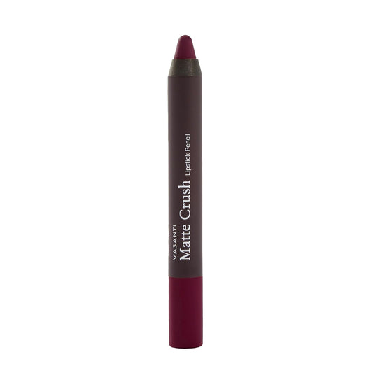 VASANTI Cosmetics Matte Crush Lipstick Pencil (Berry First Kiss - Rich Plum Berry) - Long lasting, Water resisitant & Smudge proof - High Pigmented, Soft Matte Lip Liner Makeup