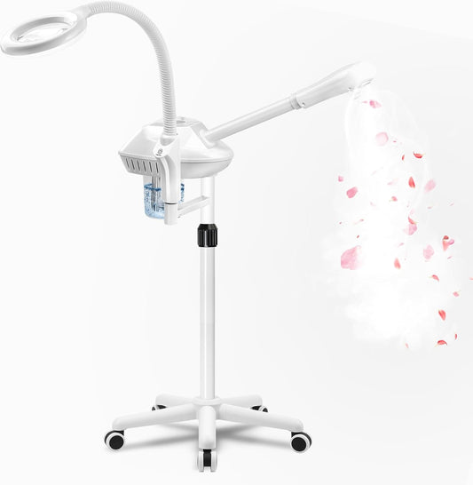 Professional Facial Steamer for Deep Hydration,2in1 Ozone Face Steamer with 5X Magnifying Lamp,Suitable for Home Use or Beauty Spa Deep Cleansing and Hydration