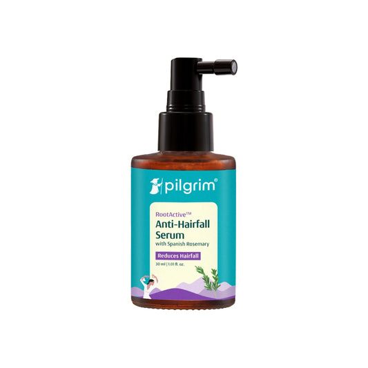 Rosemary Hair Serum for Hair Fall – Pilgrim RootActive Anti-Hairfall Serum with Caffeine, Biotin, Capilia Longa & Saw Palmetto | Reduces Hair Loss | For Men & Women | 1.01 Fl Oz (30ml)