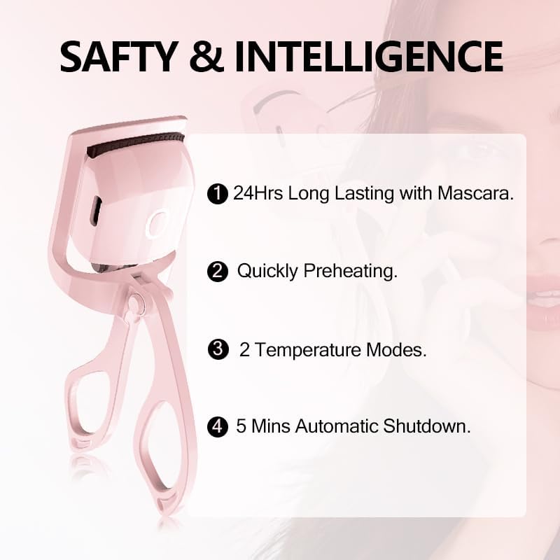 Heated Eyelash Curler with USB,Fast Heat up & 24H Long-Lasting,Rechargeable Electric Lash Curlers,Temperature Control,Safe Anti-Burn Quick Natural Curling Eye Lashes,Blue