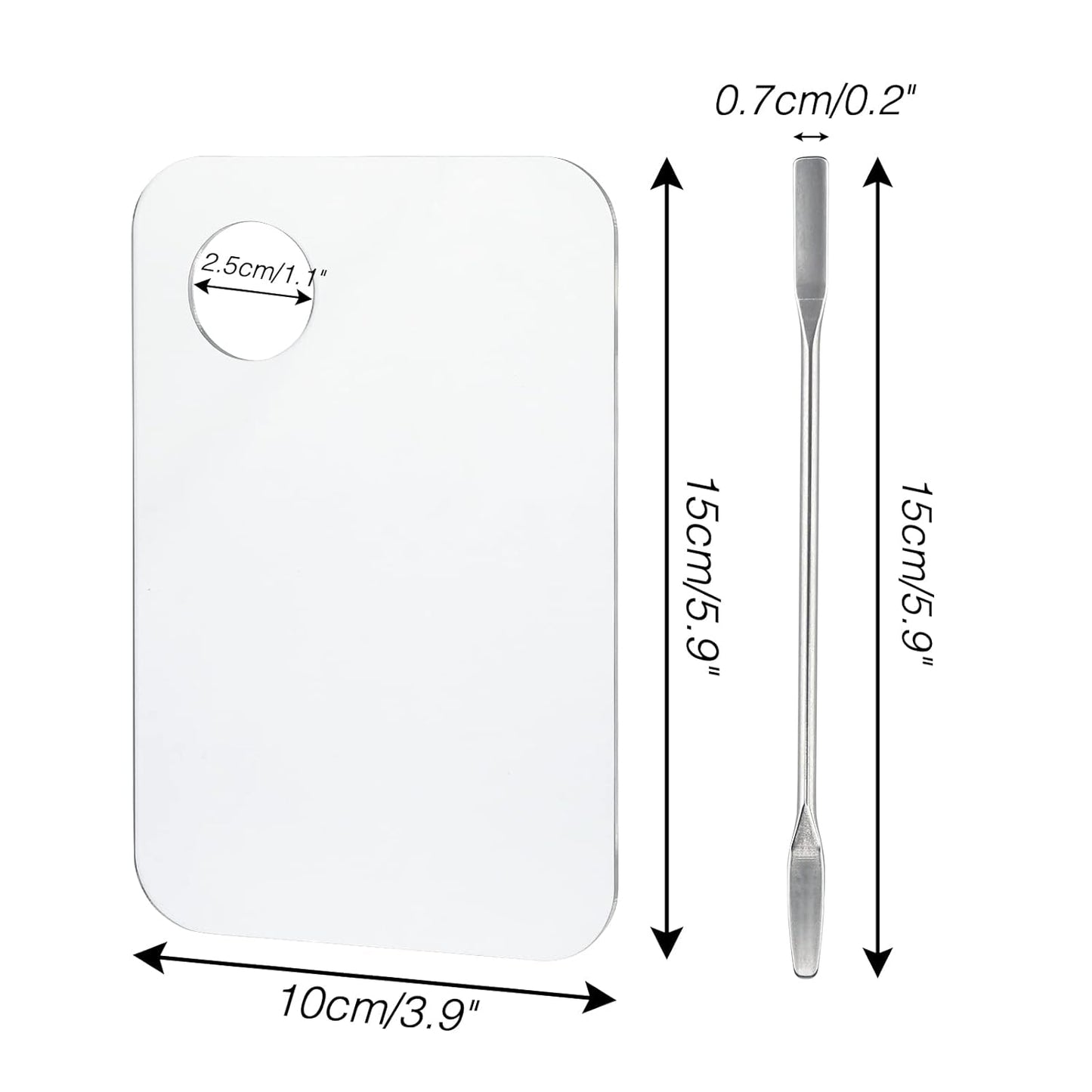 G2PLUS 2PCS Acrylic Cosmetic Palette with 2PCS Spatula,Makeup Palette Mixing Tray Apply for Eye Shadow Nail Art Pigment Blending (Rectangle)