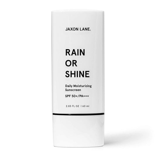 RAIN OR SHINE Anti Aging Face Sunscreen SPF 50 for Clear Skin with Green Tea, Hyaluronic Acid, Vitamin E Oil, Ginseng Extract, Licorice Root – SPF Moisturizer for Face, Fragrance Free 2.03 Oz