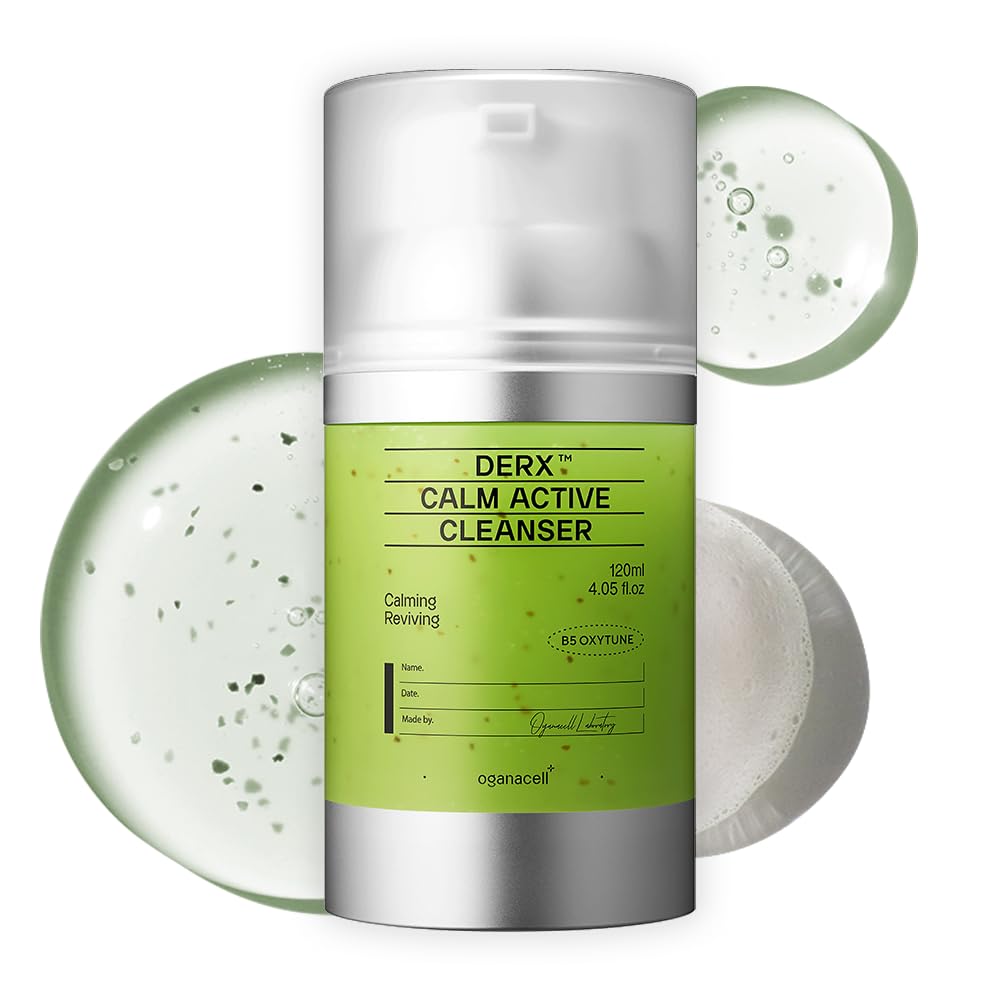 DERX Facial Cleanser for Sensitive & Oily Skin – Calm Cleansing Foam with Plant Tannin, Redness Relief & Oil Control, Oxygen Bubble Technology, Korea Skincare