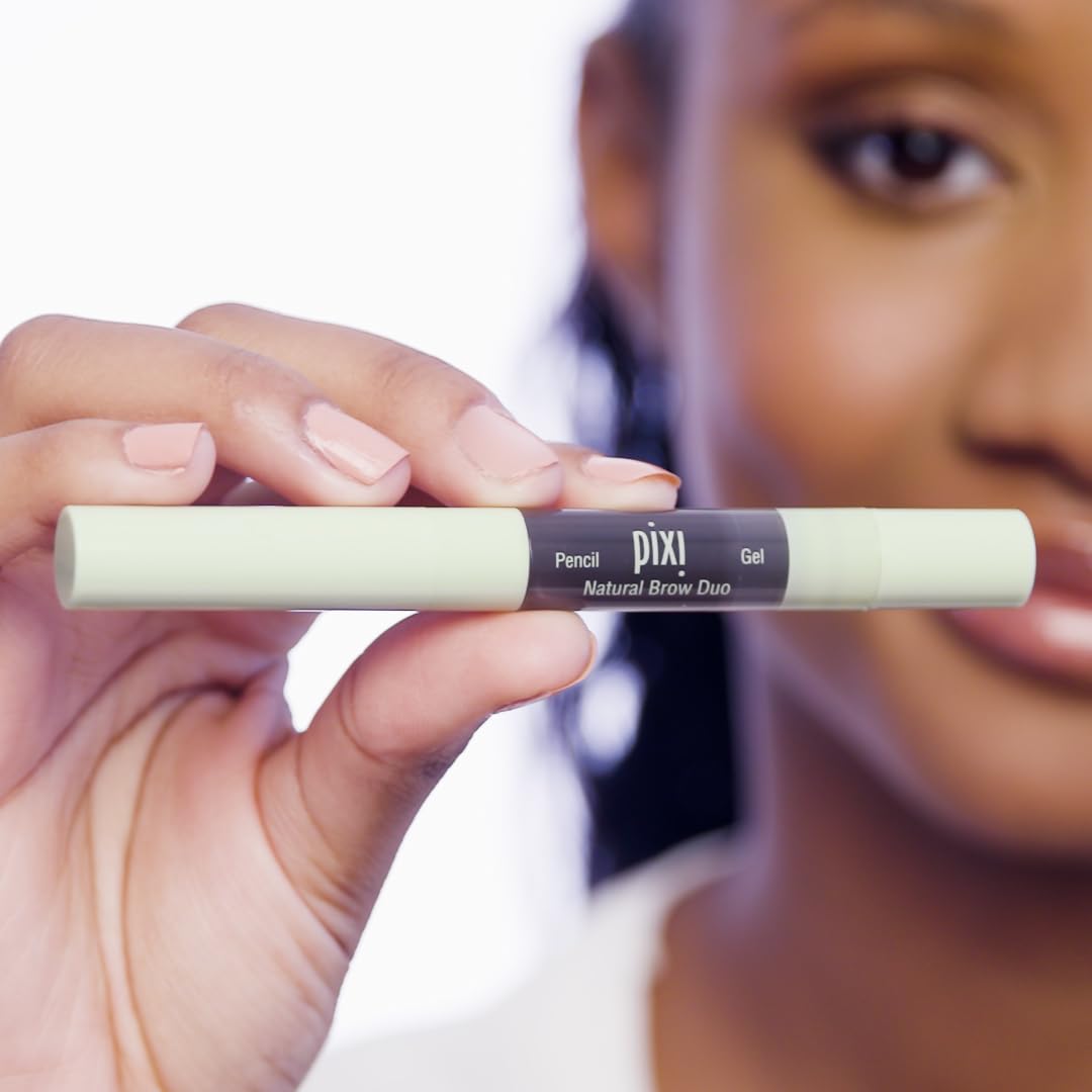 Pixi Natural Brow Duo - Deep Brunette, Precision Pencil & Tinted Gel, Waterproof Brow Shaper for All-Day Hold, Paraben-Free, 0.2oz