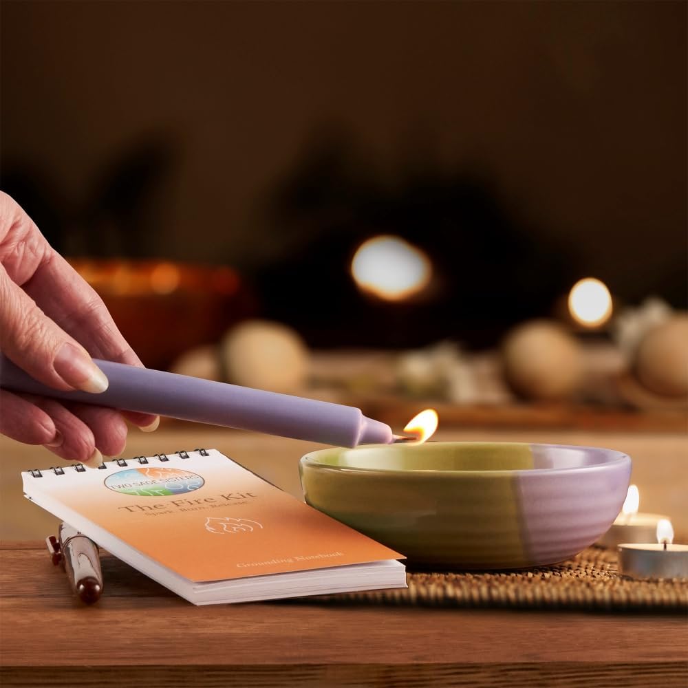 The Fire Kit by Two Sage Sisters - Self Care Kit with Ceramic Bowl, Notebook, Candle, and Marker, Pamper and Self Care Gifts for Women and Men, Mens and Womens Care Package for Healing, Self-Nurturing