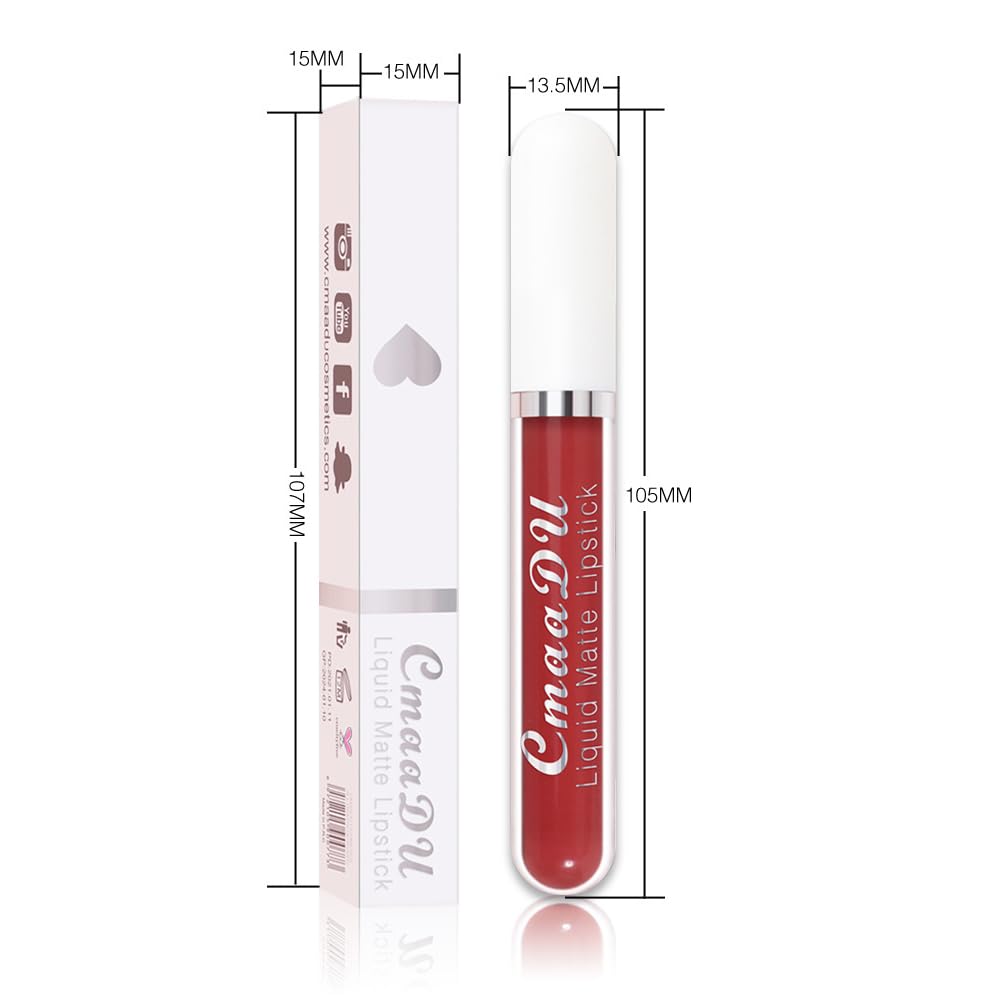 evpct 1Pcs Orange Red Liquid Matte Lipstick Lipgloss Set for Women, labiales mate 24 horas originales matte larga duracion 24 Hour Lipstick Lip Stains Long Lasting Waterproof 24, 04#