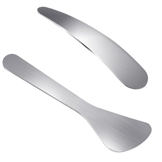 2Pcs Mini Metal Cosmetic Spatulas, Makeup Spatulas, Skincare Spatula, Cream Spatula, Beauty Accessories for Mixing and Sampling Plant Masks, Skin Care Creams, Eye Cream, Essences(Style 2)