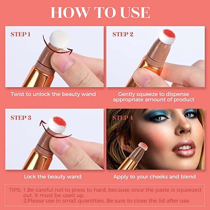 Blush Dreams Contour Beauty Wand, Liquid Face Concealer Contouring Stick with Cushion Applicator, Long Lasting Smooth Natural Matte Finish, Lightweight Blendable Super Silky Cream Contour Stick (Contour Stick)
