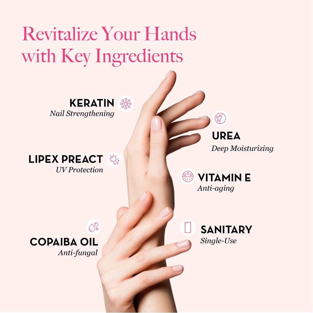 Bodipure All-In-1 Moisturizing Hand Mask Gloves – Keratin & Vitamin E Treatment for Dry Cracked Hands, Deep Hydration Repair Gloves, Strengthen Nails & Soften Cuticles, Spa Hand Care 24 Pairs