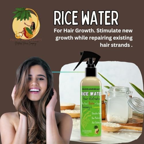 NEW Fermented Rice Water for Hair Growth - Infused with Rosemary, Biotin, Caffeine, Keratin Vegan Non-Greasy Spray Naturally Thicker, Longer, Softer Men & Women (12 OUNCES, Rosemary Lemongrass)