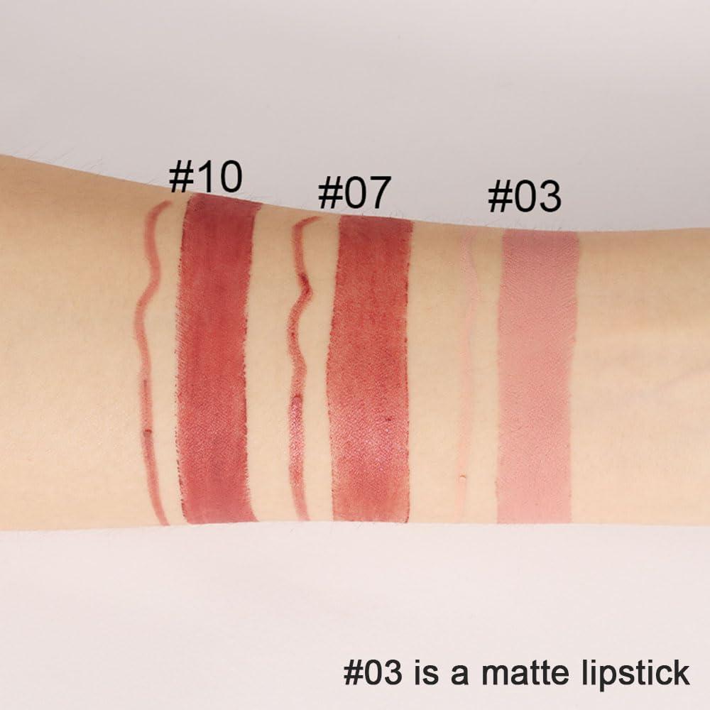 Kaely 2-in-1 Nude Beige Brown Lip Liner & Lipstick Set Kit for Women, Matte Lips Kit with Lip Liner Lip Stains Long Lasting Waterproof 24 Hour Lipstick and Lip Liners Combo Lipliners Pencil Set 03